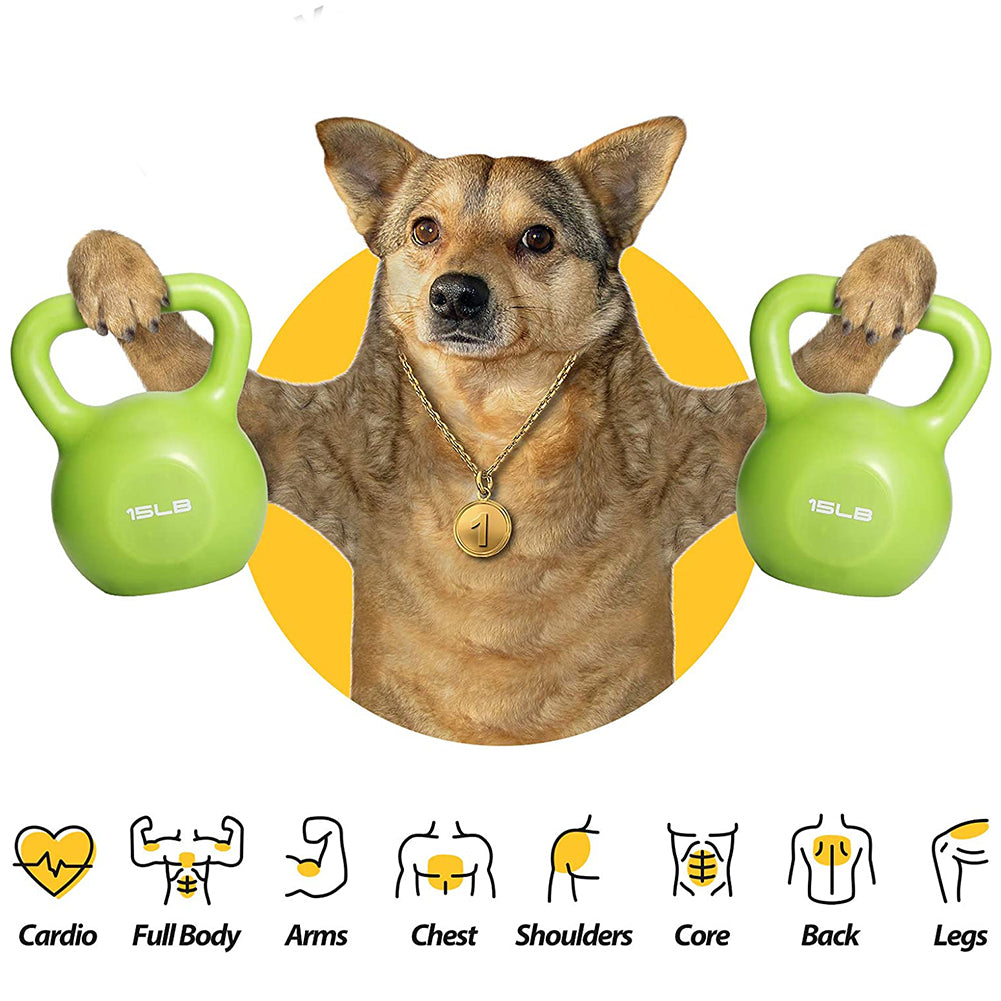 15lbs Kettlebell Set, Strength Training Kettlebells Weight Set For Women, Vinyl Coated Kettle Bell For Home Gym Workout Weight Lifting Equipment, Comfortable Grip Wide Handle Weights